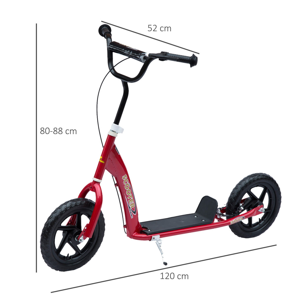 Kids Scooter for 5-12 Years Old with Rear Brake and Adjustable Handlebar, 120x52x80-88 cm, Red
