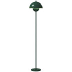 Floor Lamp with Semicircular Shade and Foot Switch, Steel, Ø30x155 cm, Green
