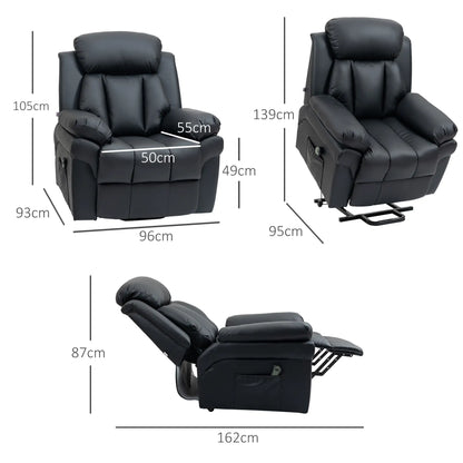 Electric Lift Recliner Armchair with Thick Padding and Remote Control, 96x93x105 cm, Black