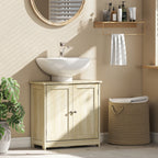 kleankin 2-Door Vanity Unit with Adjustable Shelf and U-Shaped Cutout, 60x30x60 cm, Oak