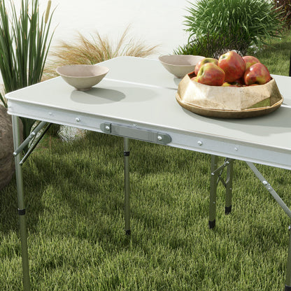 Outsunny Folding Picnic Table 90x62x70 cm with 2 Outdoor Benches 86x23x40 cm, in MDF and Aluminium, Silver - Borgè