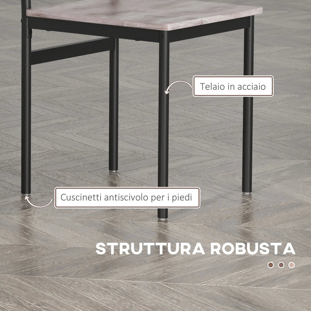 5 Piece Space-Saving Dining Table and Chair Set with Rectangular Kitchen Table and 4 Modern Chairs, in MDF and Steel