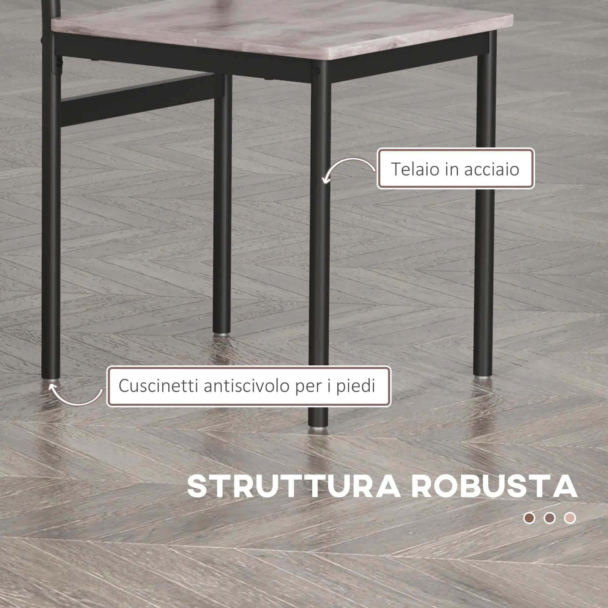 5 Piece Space-Saving Dining Table and Chair Set with Rectangular Kitchen Table and 4 Modern Chairs, in MDF and Steel