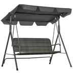3 Seater Garden Swing with Adjustable Canopy in PE Rattan, 167x112x153cm, Dark Grey
