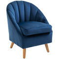HOMCOM Velvet Lounge Chair with Thick Pad, Wooden Legs and Armrests, Blue