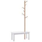 HOMCOM Hallway Bench with Coat Rack, Bamboo Floor-Standing Coat Stand, White Hallway Bench, Design, Also for Bedroom, 80x30x180cm, White Wood