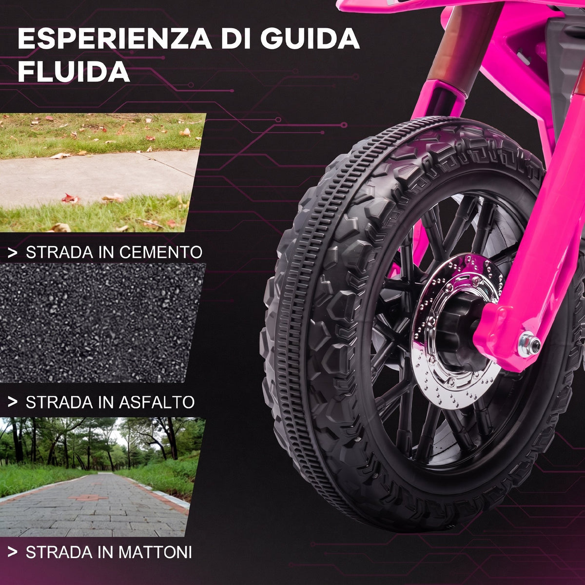 AIYAPLAY Electric Motorcycle for Kids Ages 3-8 with 12V Dual Motors, Training Wheels and Horn, 3 km/h, 30kg Capacity, Pink