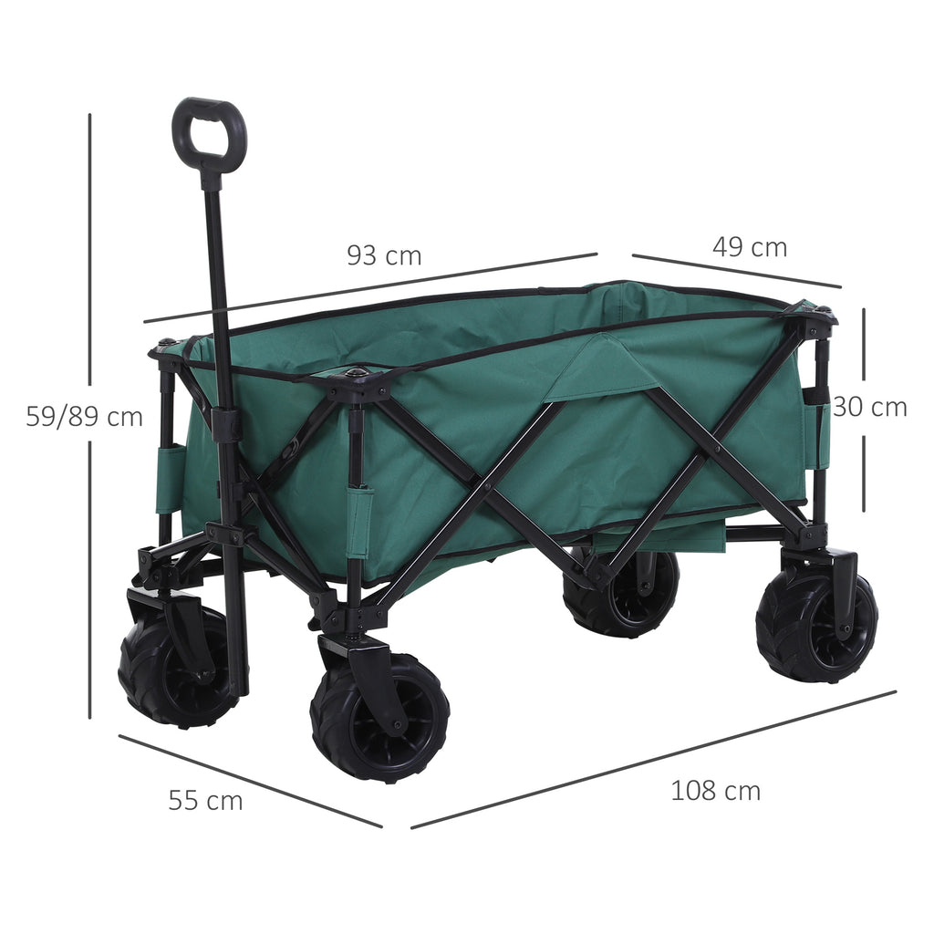 Outsunny Garden Trolley Max 70kg with telescopic handle, metal and Oxford fabric, 108x55 cm, green - Borgè
