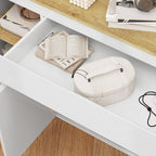 Modern Kitchen Sideboard with Drawer and 3 Cabinets with Adjustable Shelves, 140x40x75 cm, White