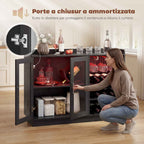 HOMCOM Wine Rack with LED Light and Adjustable Shelf, Wood and Glass, 120x38x88 cm, Black