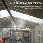 Outsunny Metal Garden Shed with Air Vents and Double Sliding Door, 277x195x192 cm, Silver