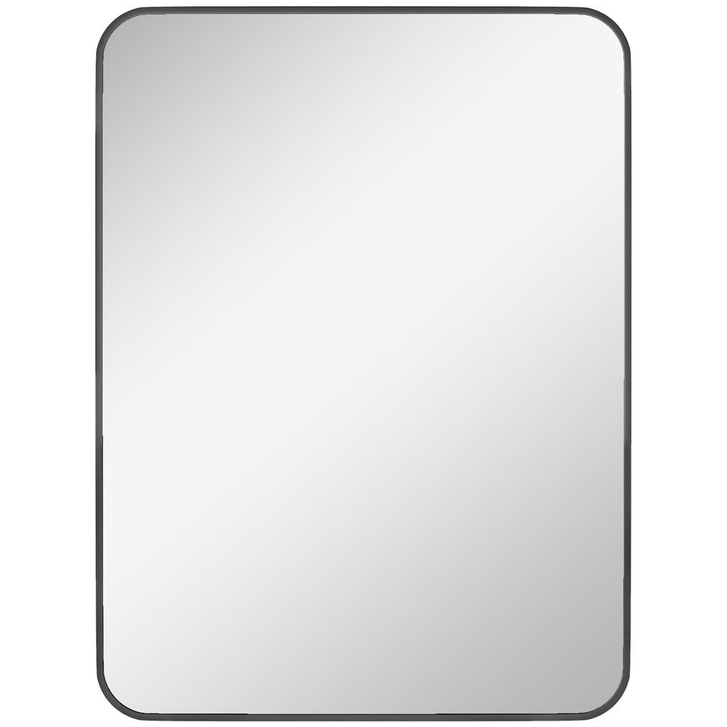 HOMCOM Bathroom Mirror with Metal Frame and Hook, 60x2.5x80 cm, Black