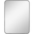 Bathroom Mirror with Metal Frame and Hook, 60x2.5x80 cm, Black