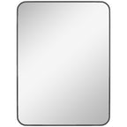 HOMCOM Bathroom Mirror with Metal Frame and Hook, 60x2.5x80 cm, Black