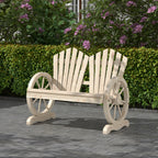 Outsunny Country Style Wooden Garden Bench with Wheel Armrests, 108x66x95cm, Natural Wood