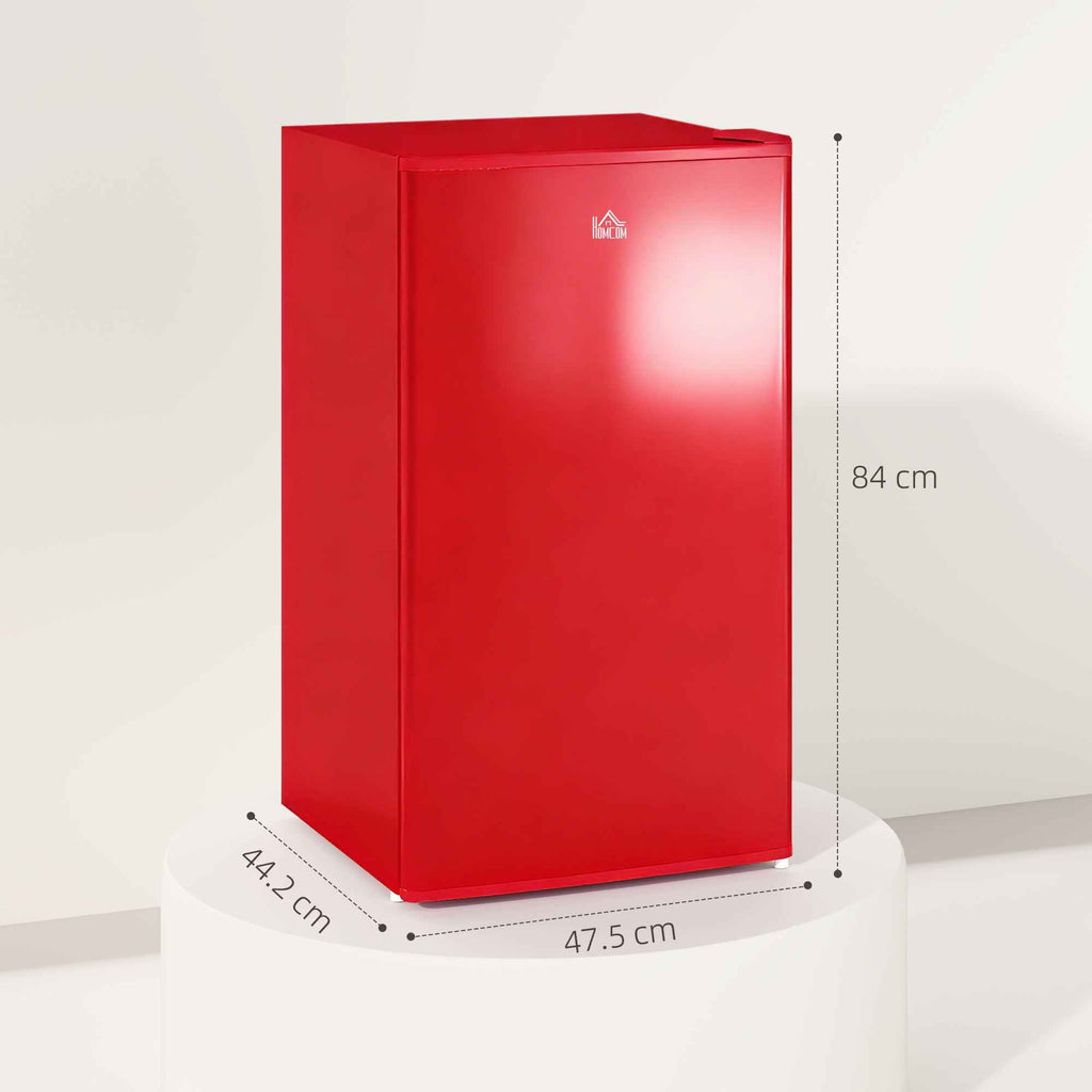 HOMCOM 91L Small Reversible Single-Door Refrigerator with Freezer and Adjustable Temperature, Red