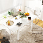 Extendable Dining Table for 4-6 People with Drop-Leaf Panels, Wooden, 120-160x80x78 cm, White