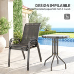 3 Piece Garden Set with 2 Garden Chairs 54x71x93 cm and Round Table Ø60x71 cm in Black Steel