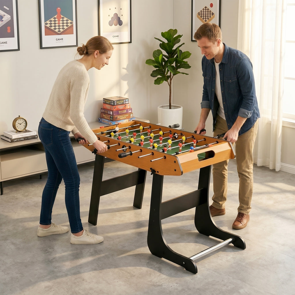 HOMCOM Mini Folding Table Football, 22 Players, 2 Balls, 2 Manual Scoreboards and Non-Slip Handles, Freestanding Family Game Set