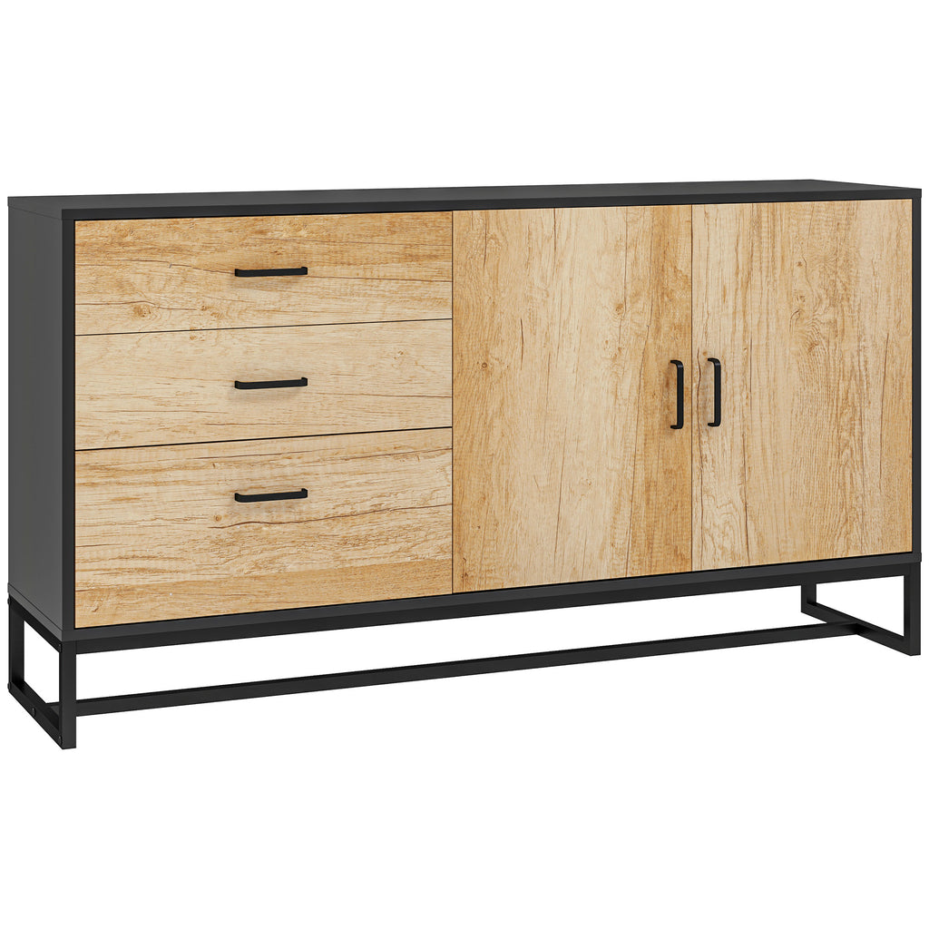 Modern Sideboard with 3 Drawers and a Kitchen Cabinet 2 Soft-Close Doors with Adjustable Shelf