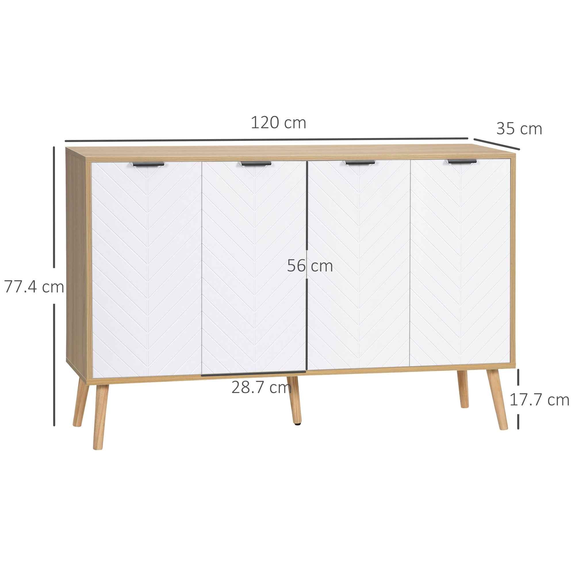 HOMCOM Storage Unit with 2 Adjustable Shelves, Pine Wood, 120x35x77.4 cm, Wood and White