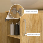 Bathroom Cabinet with 2 Doors and 2 Wooden Shelves, Natural Color