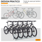 Steel Bike Rack, 5-Bike Parking Stand, 145 x 33 x 27 cm, Silver
