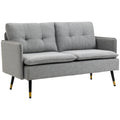 HOMCOM 2-Seater Sofa in Fabric with Padded Cushions and Steel Legs 139x68x80cm, Gray - Borgè