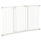 3-Way Dog Gate with Adjustable Width 74-148 cm and Automatic Closure, White