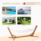3-Level Adjustable Folding Portable Wooden Hanging Hammock Stand, 388x120x89cm