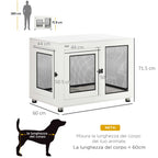 Large Dog House with 2 Lockable Doors and Washable Cushion, 94x60x71.5 cm, White