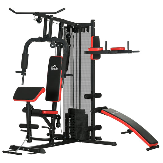 SPORTNOW Multifunction Fitness Station for Body Training, in Steel and PU, 225x175x200 cm, Black - Borgè