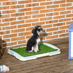 PawHut 3-Layer Dog Litter Box with Synthetic Grass, Grid and Bottom Tray, 63x48.5cm - Borgè