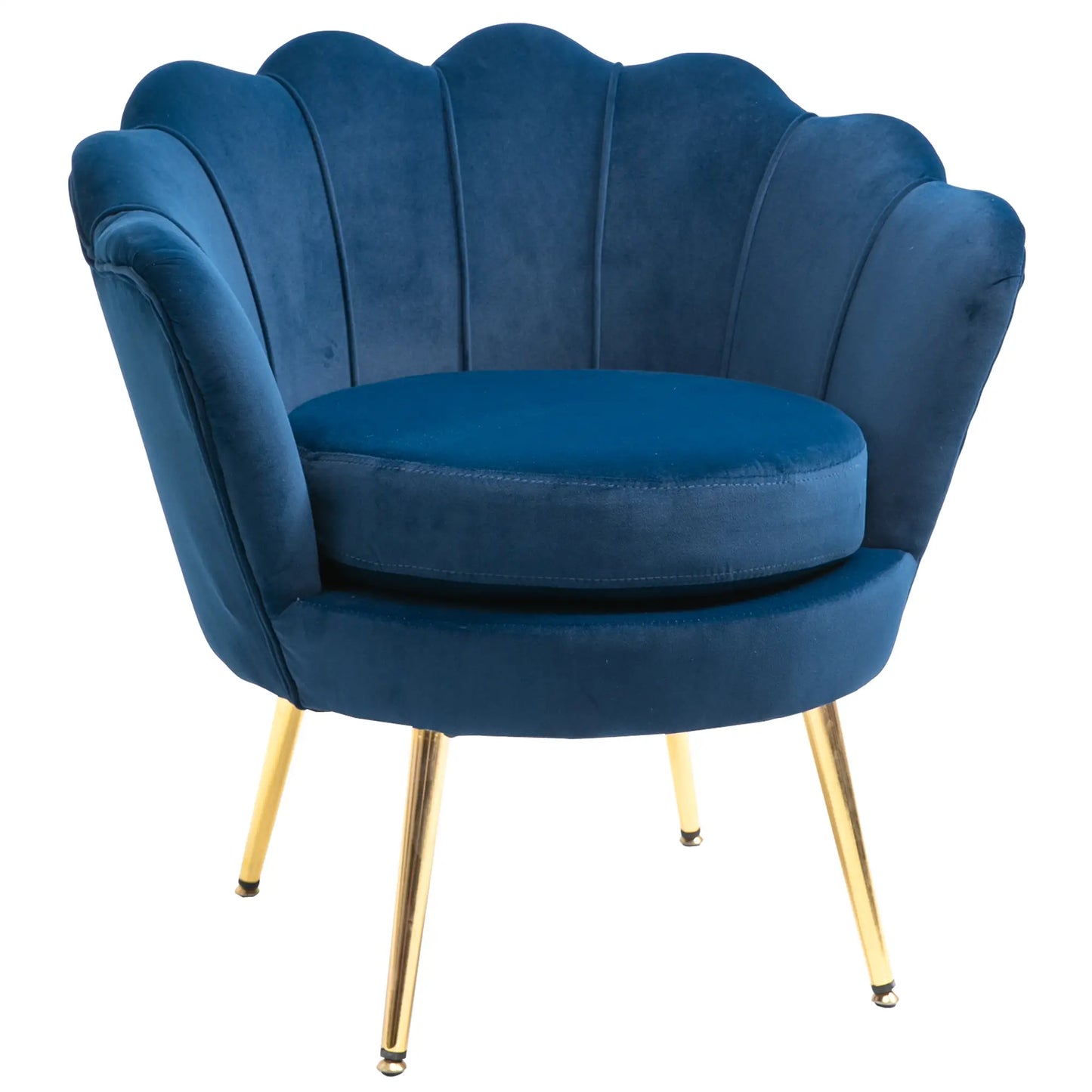 Vintage Design Blue Velvet Armchair, Bedroom Armchair with High Back 76x67x74cm, Blue