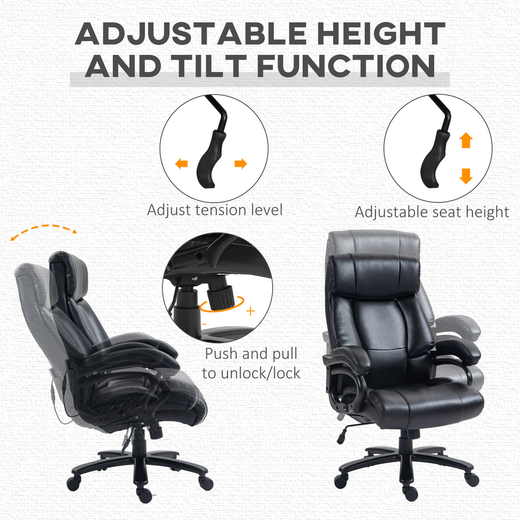 View of office armchair massage and heated with 2 massage points and 8 programs, black - Borgè