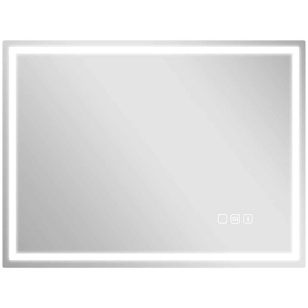 HOMCOM Anti-Fog Bathroom Mirror with Adjustable LED Light, Bluetooth Speaker, Touch Buttons, 80x60 cm