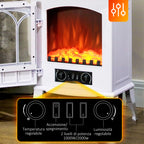 Electric Floor Fireplace, 1000W/2000W Power, Adjustable Flame Effect, 39x23x56.5cm, White