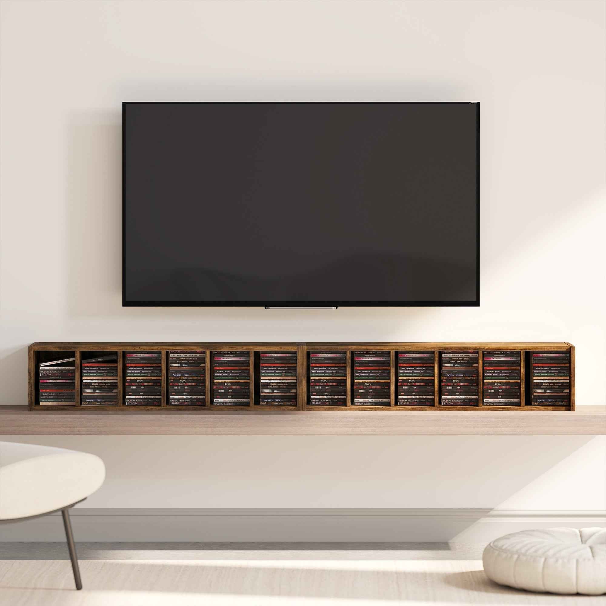 HOMCOM Set of 2 CD Racks with Adjustable Shelves for 204 CDs, Wooden, 21x22.5x88.5 cm, Rustic Brown