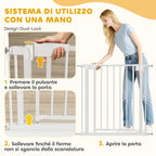 PawHut Safety Gate for Children and Pets, Self-Closing and Pressure Fit, 76-82x76 cm, White