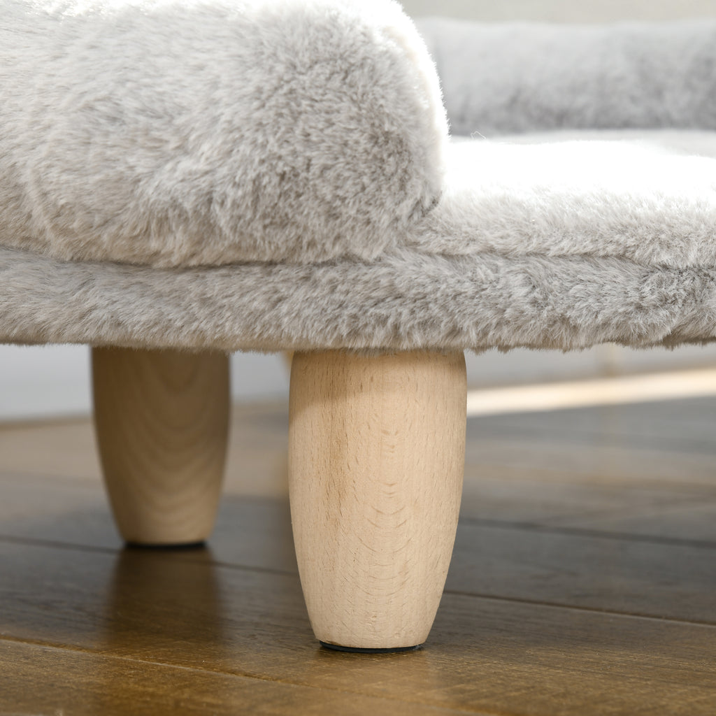 Plush Dog and Cat Sofa Bed with Removable Backrest, 47x40x20 cm, Grey