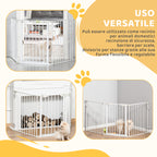 Self-Closing Dog Gate with Locking System, Metal and Plastic, 180x74.5 cm, White