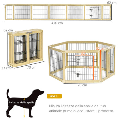 Dog Playpen, Pet Enclosure, 6 Panels with Door and Double Latches, 70x62cm