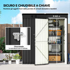 Outsunny Metal Garden Shed 163x90x179 cm, Lockable Door, Air Vents, Dark Grey