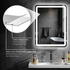 HOMCOM LED Touch Bathroom Mirror with Dimmable Light, 3 Temperatures and Anti-Fog, 60x80 cm
