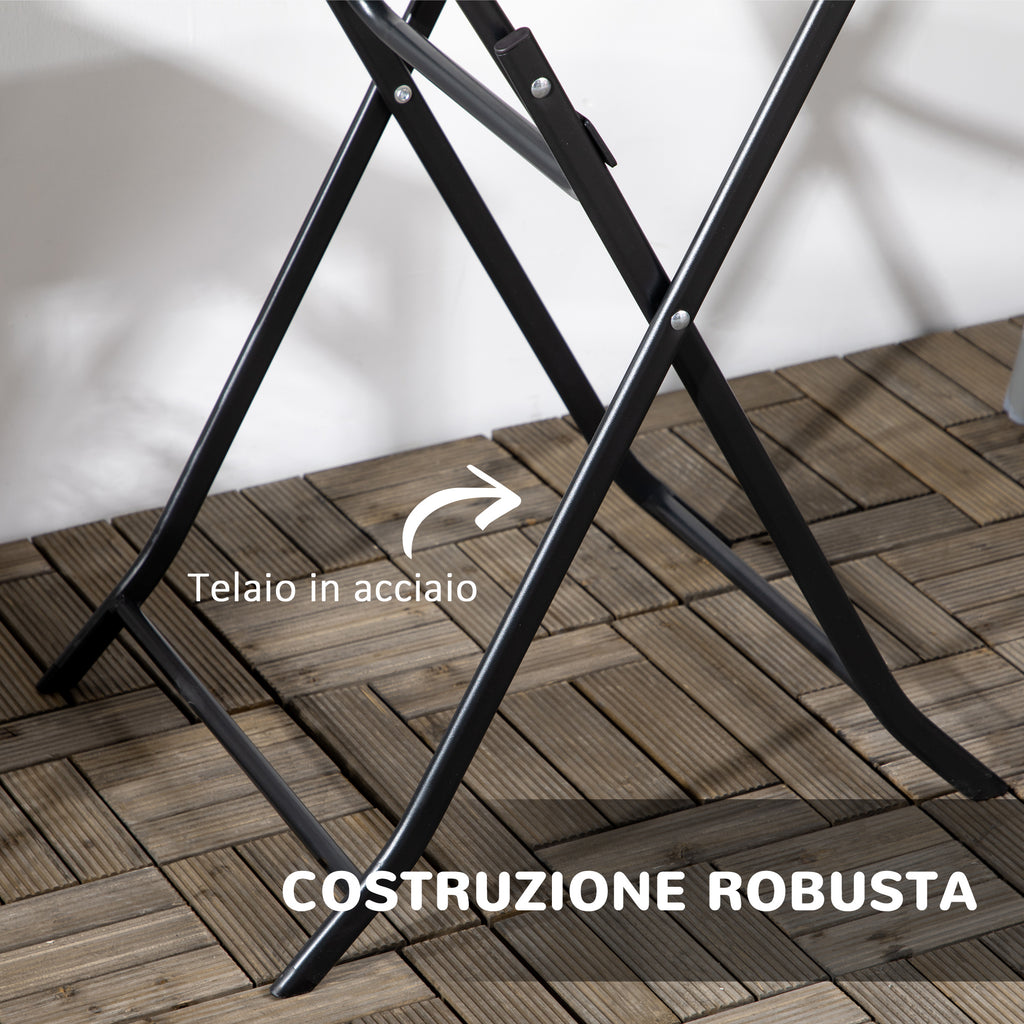 Outsunny Round Folding Garden Table in Steel and HDPE, Ø60x73 cm, Dark Grey