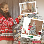 210cm Tall Snow-Covered Christmas Tree with Realistic Branches and Foldable Metal Base