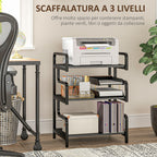 HOMCOM 3-Tier Industrial Printer Stand, Metal and Chipboard, 55x40x77 cm, Black
