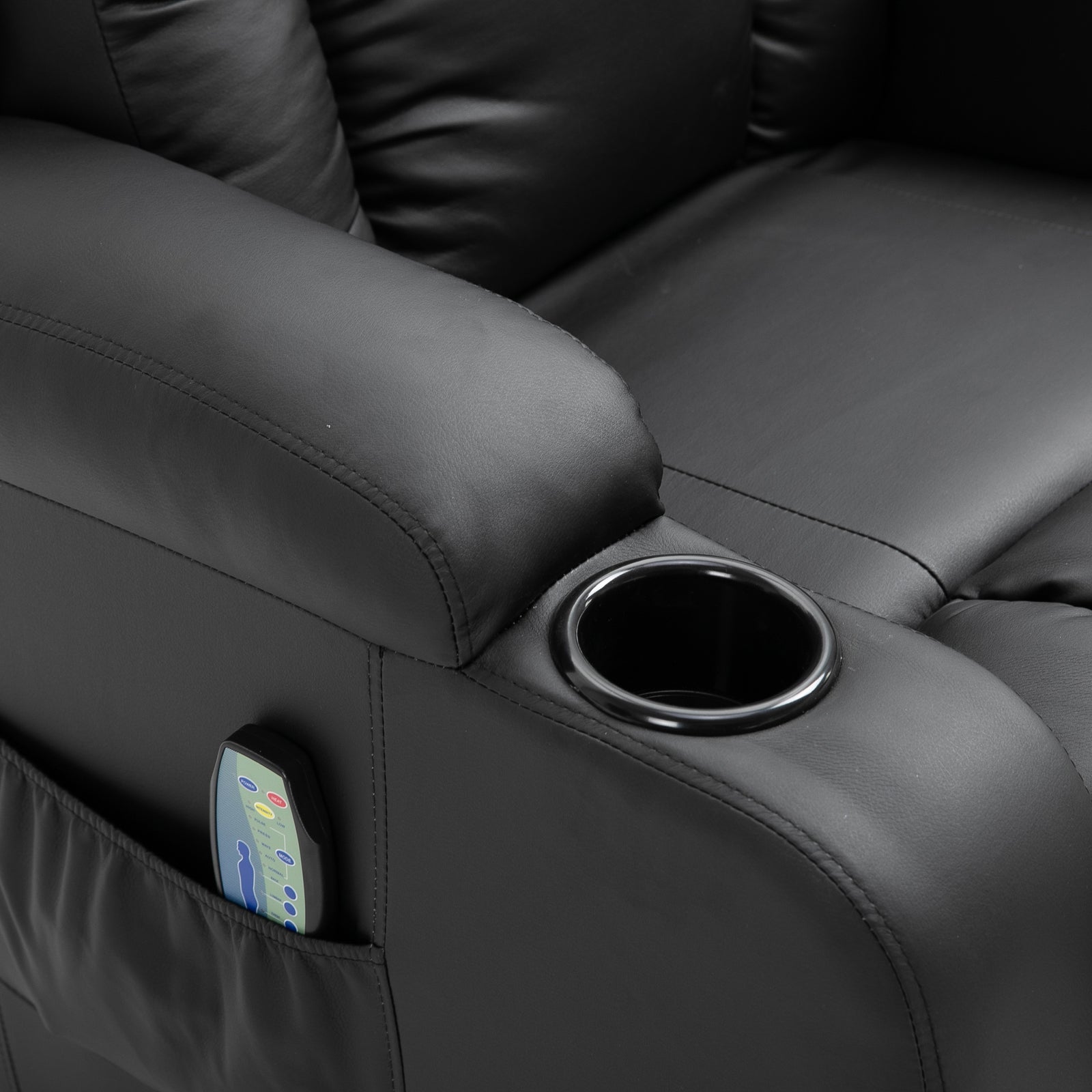 Homcom Relaxable relaxation armchair up to 150 ° in fake skin with 8 massage and heating points, black - Borgè