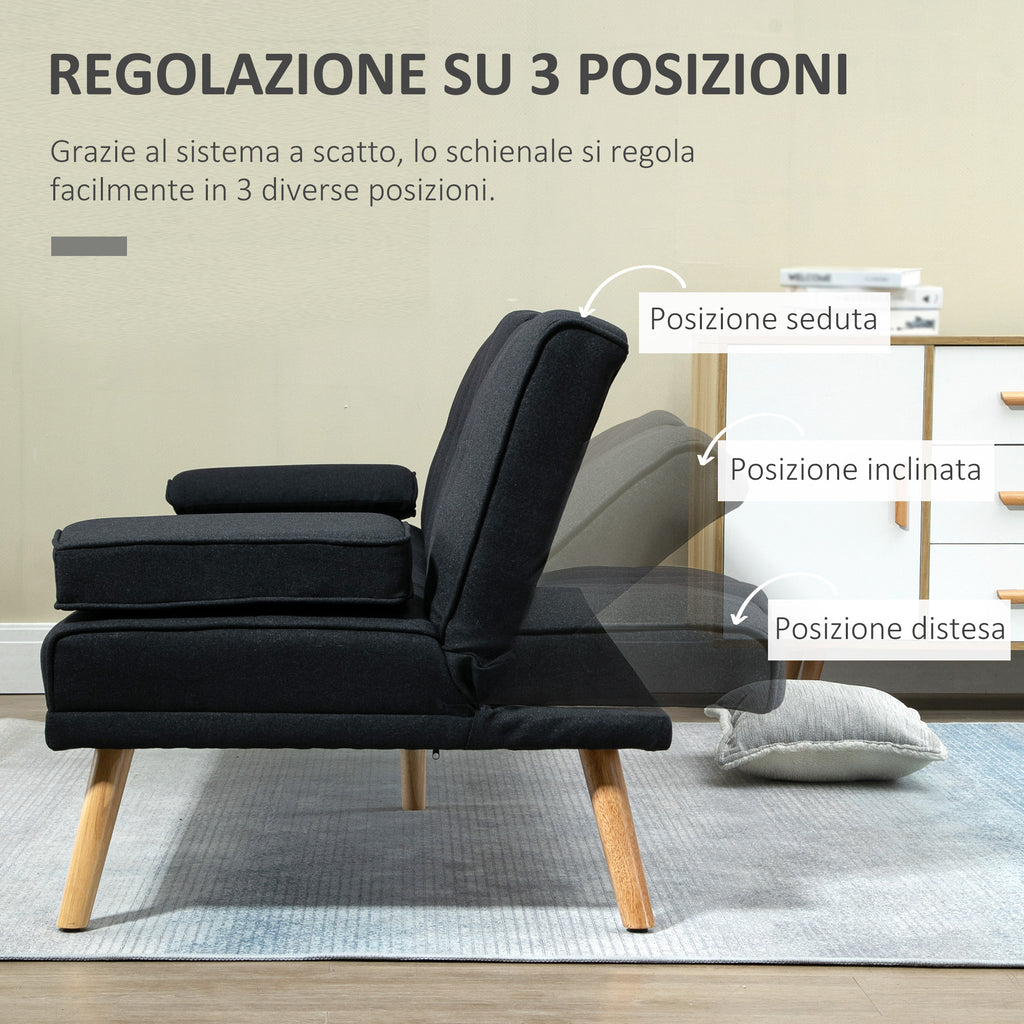 3-Seater Reclining Sofa Bed with Linen Effect Covering and Drop-leaf Table, Gray