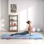 180cm Foldable Gymnastics Mat, 5cm Thick Crash Mat with Handles for Home Workout, Blue